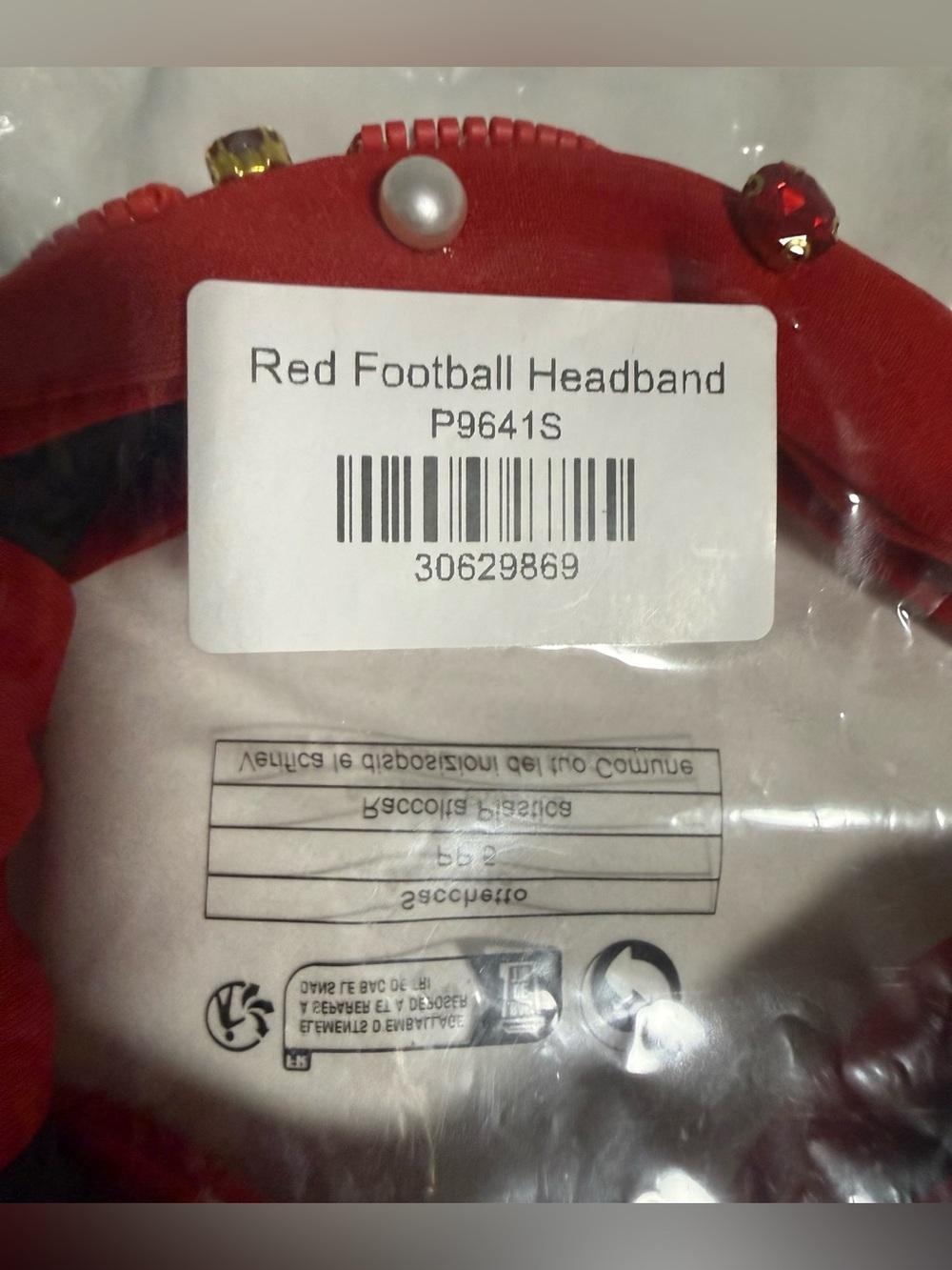 Headband Red Beaded Embellished Footbal ๐๐ - Picture 7 of 7